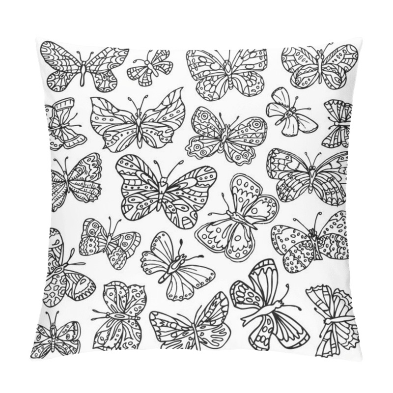 Personality  Vector Set Of Butterflies. Hand-drawn Ornate Butterflies Isolated On White Background. Pillow Covers