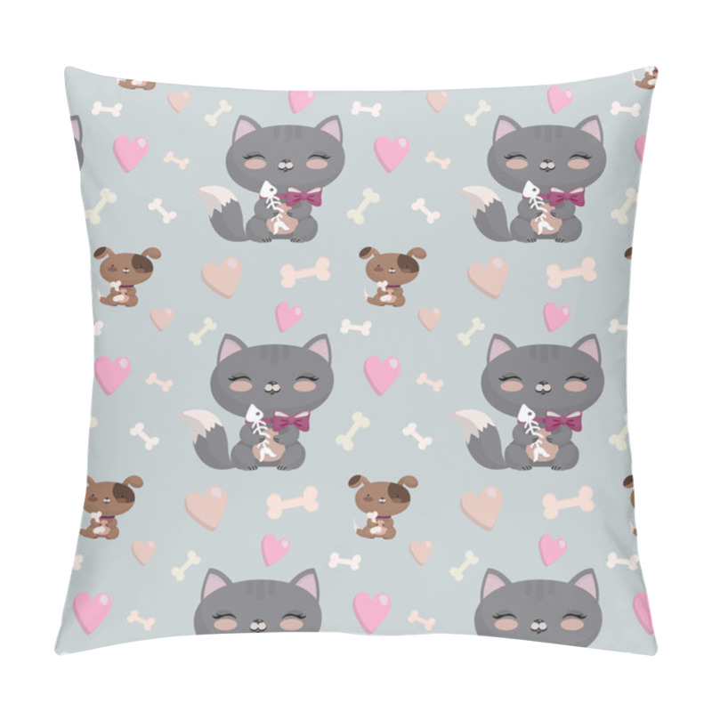 Personality  Seamless Pattern With Cats And Dogs Pillow Covers