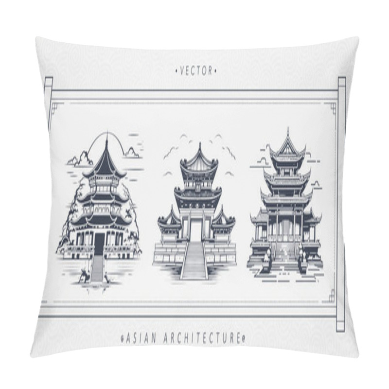 Personality  Chinese Ancient Architecture Tower Art Pillow Covers