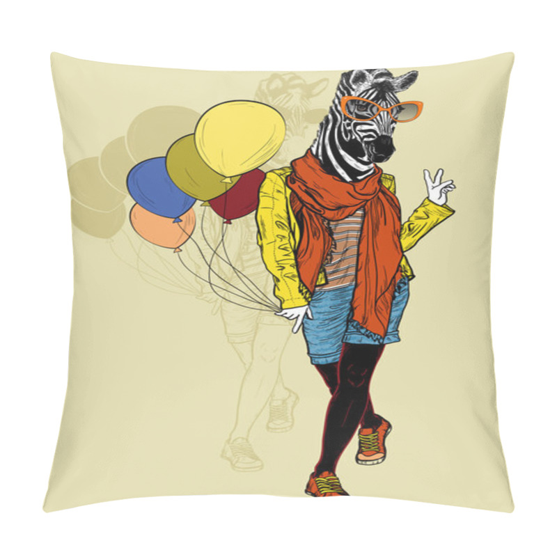 Personality  Funny Fashion Zebra With Balloons Pillow Covers