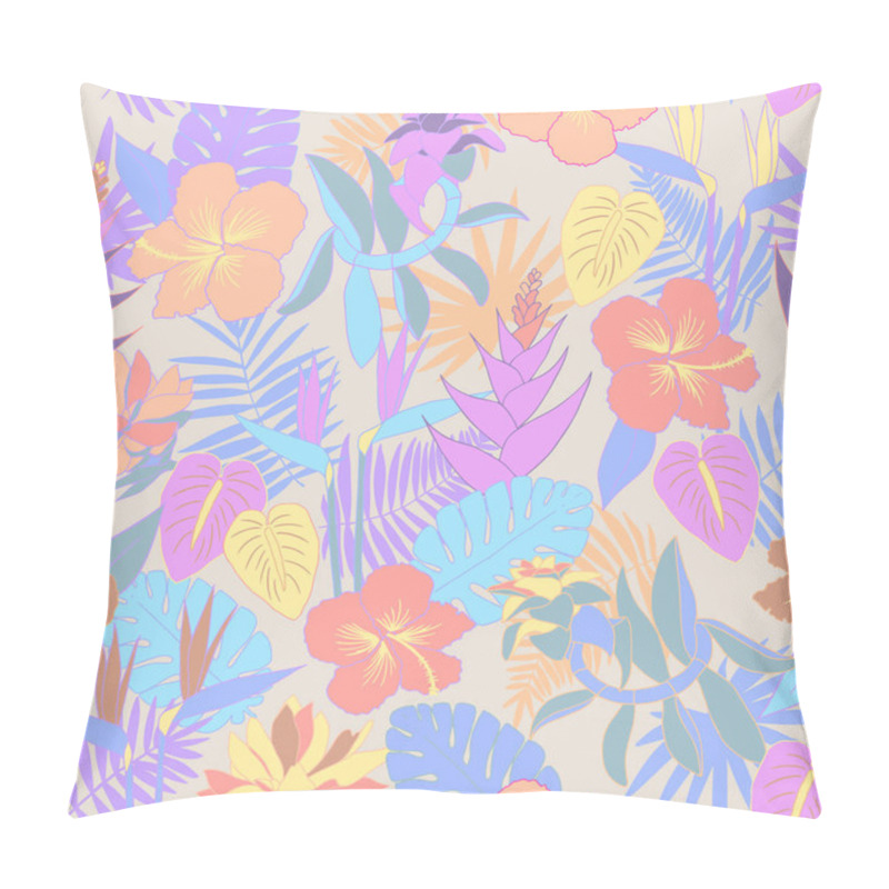 Personality  Seamless Tropical Jungle Floral Pattern With Beautiful Flowers Pillow Covers