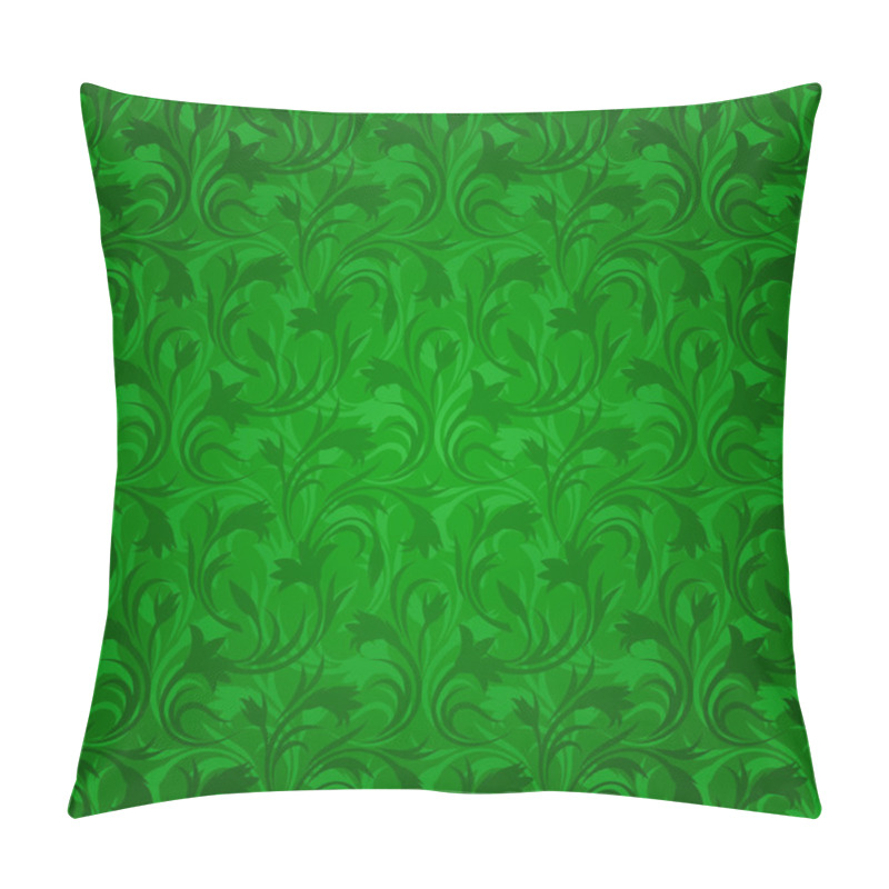 Personality  Seamless Green Floral Pattern. Vector Illustration. Pillow Covers