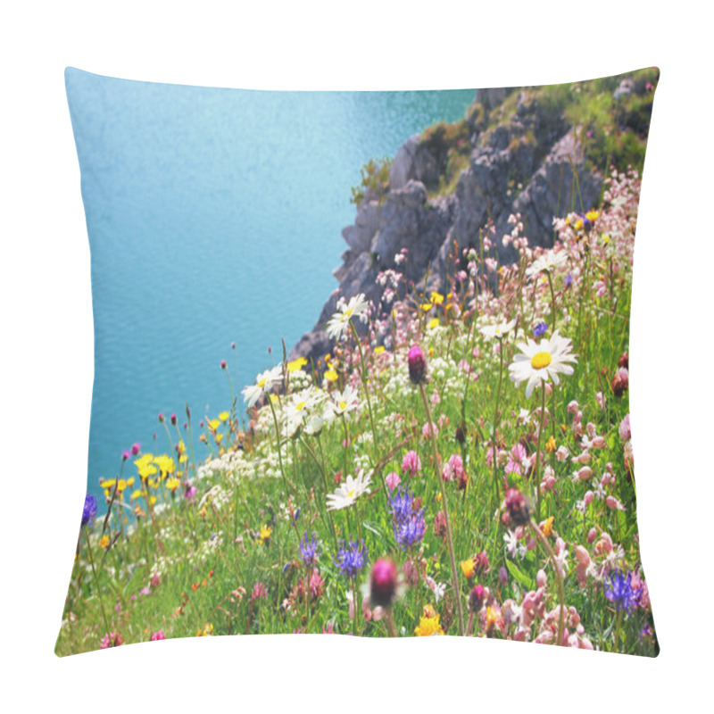 Personality  Variety Of Wildflowers, Coastal Landscape Pillow Covers