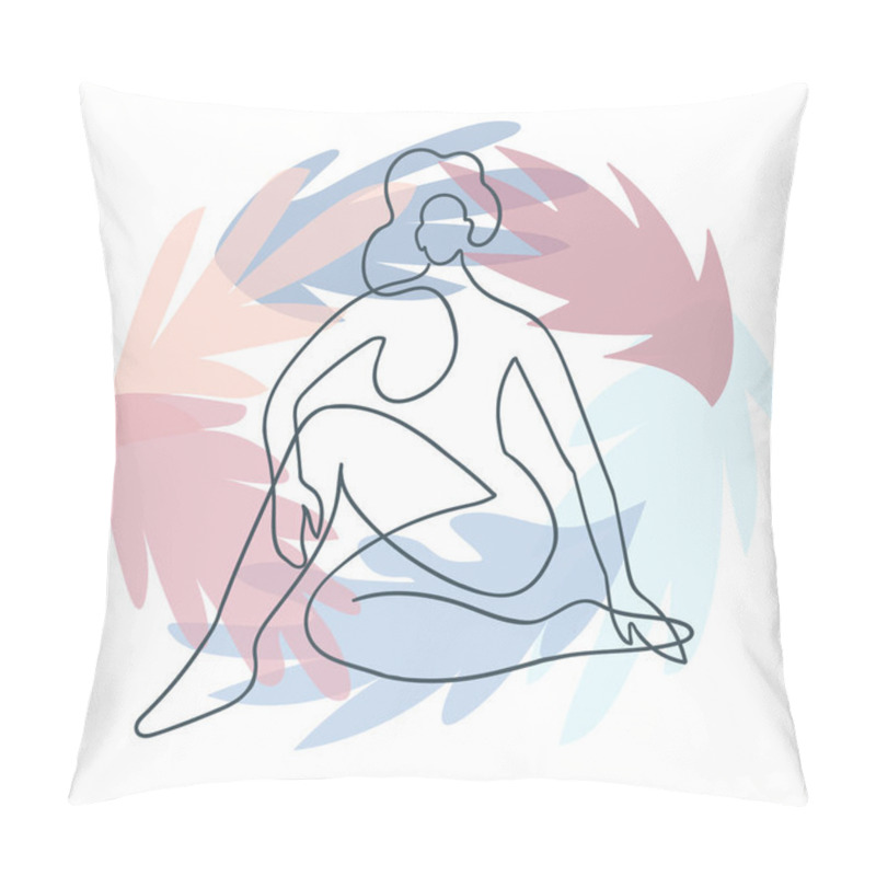 Personality  Outline Illustration Of Woman Body On Floral Background Pillow Covers