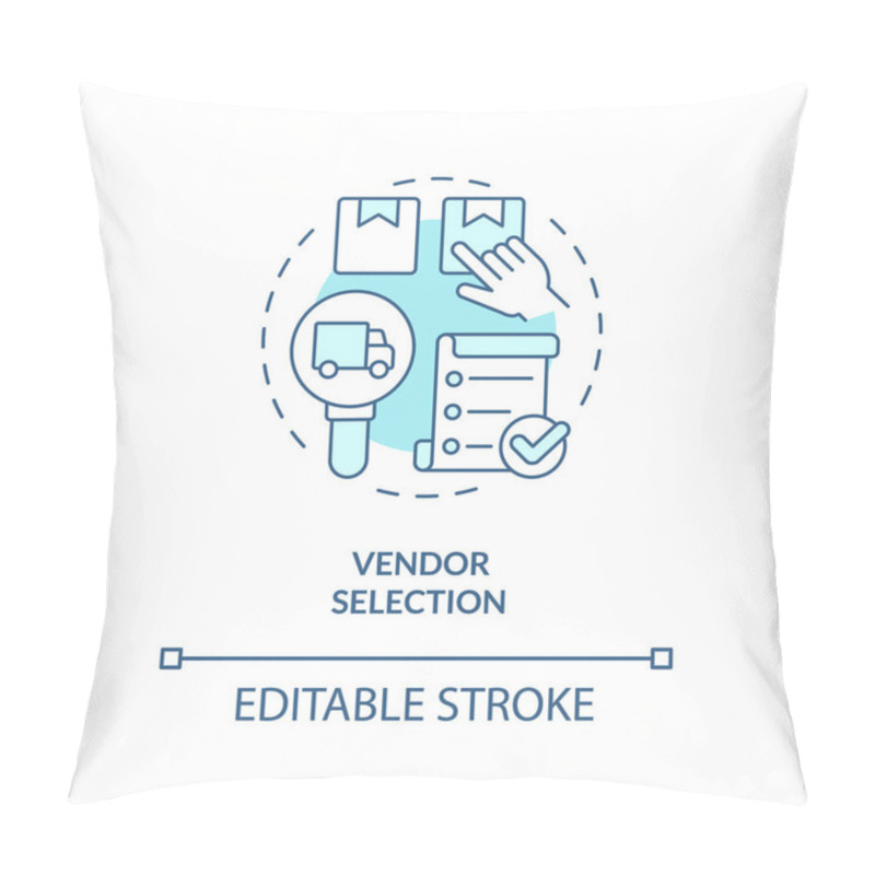 Personality  2D Editable Vendor Selection Thin Line Icon Concept, Isolated Vector, Blue Illustration Representing Vendor Management. Pillow Covers