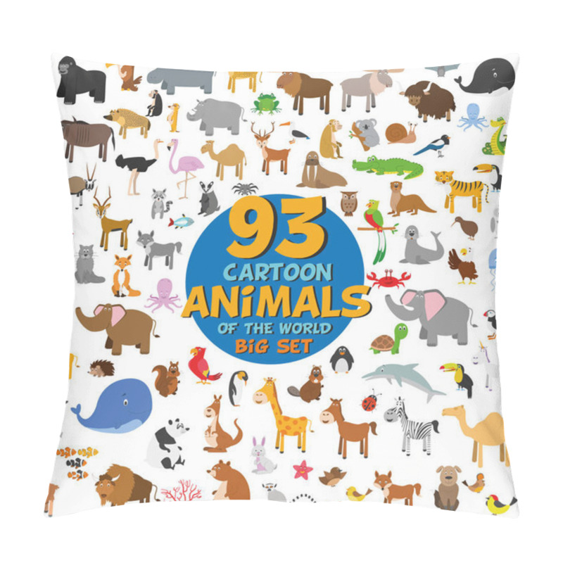 Personality  Big Set Of 93 Cute Cartoon Animals Of The World. Vector Illustration Isolated On White. Icon Set. Pillow Covers