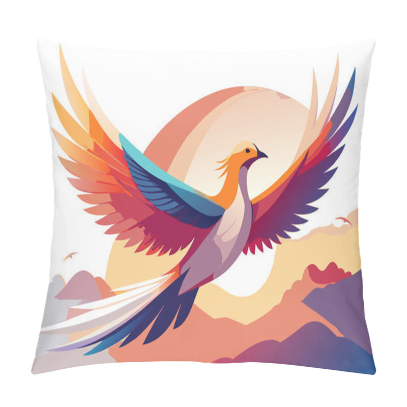 Personality  Stylized Flying Bird Illustration Highlighting Freedom And Grace Pillow Covers