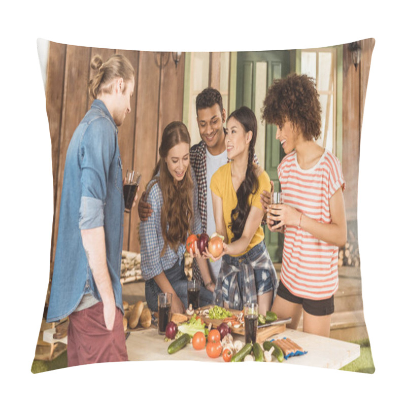 Personality  Young Friends At Picnic  Pillow Covers