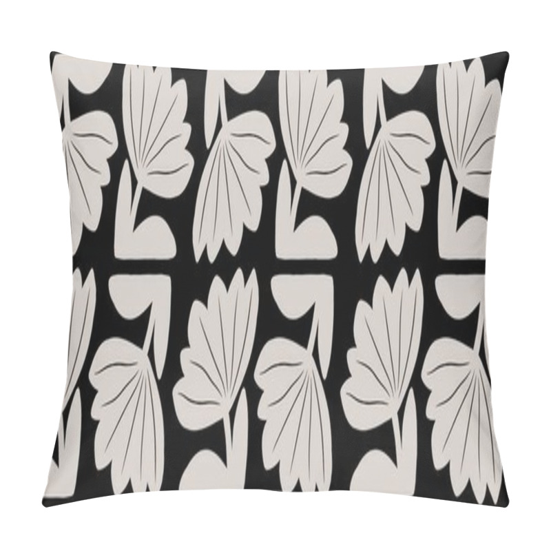 Personality  Modern Hand Drawn Black Flowers Ornament Seamless Pattern Abstract Trendy Print Pillow Covers