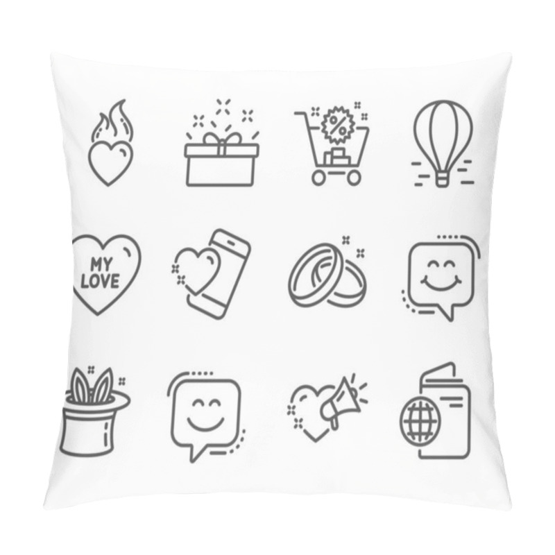 Personality  Set Of Holidays Icons, Such As Wedding Rings, Love Message, My Love. Vector Pillow Covers