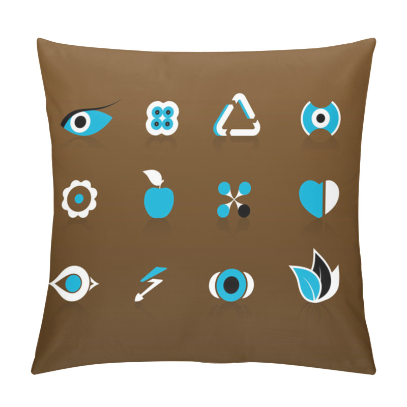 Personality  Set Of Black And Blue Icons. Vector Pillow Covers