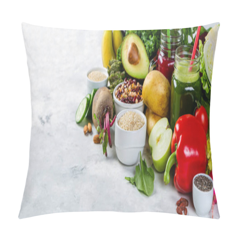 Personality  Alkaline Diet Concept - Fresh Foods On Rustic Background Pillow Covers