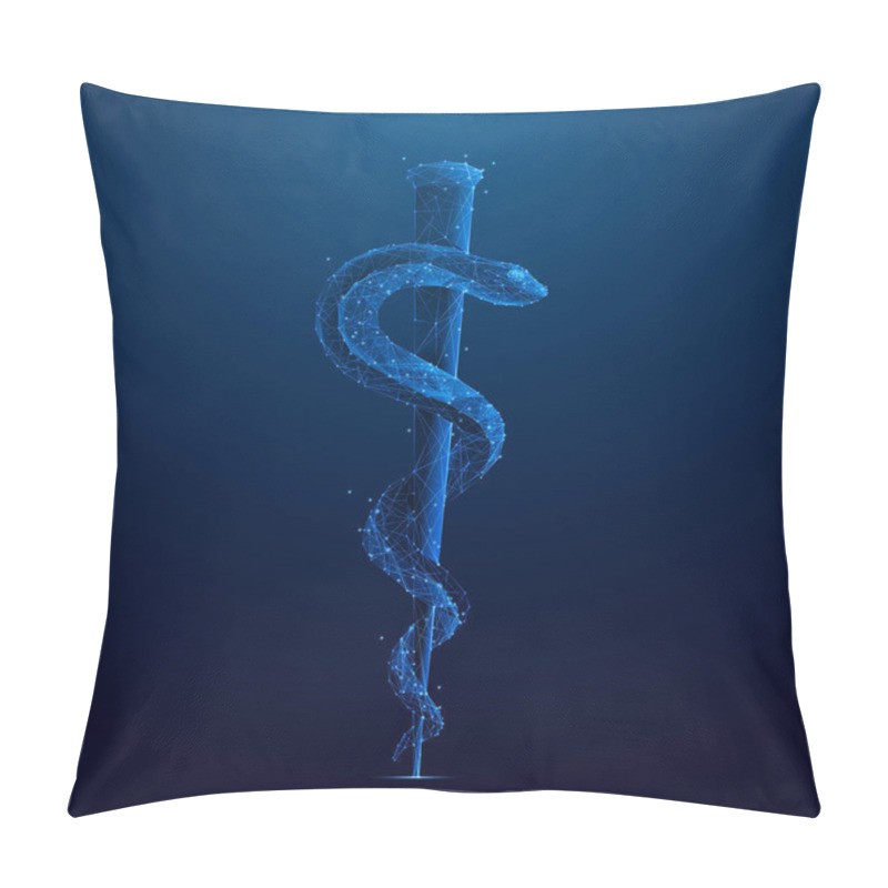 Personality  Polygonal Rod Of Asclepius On Blue  Pillow Covers