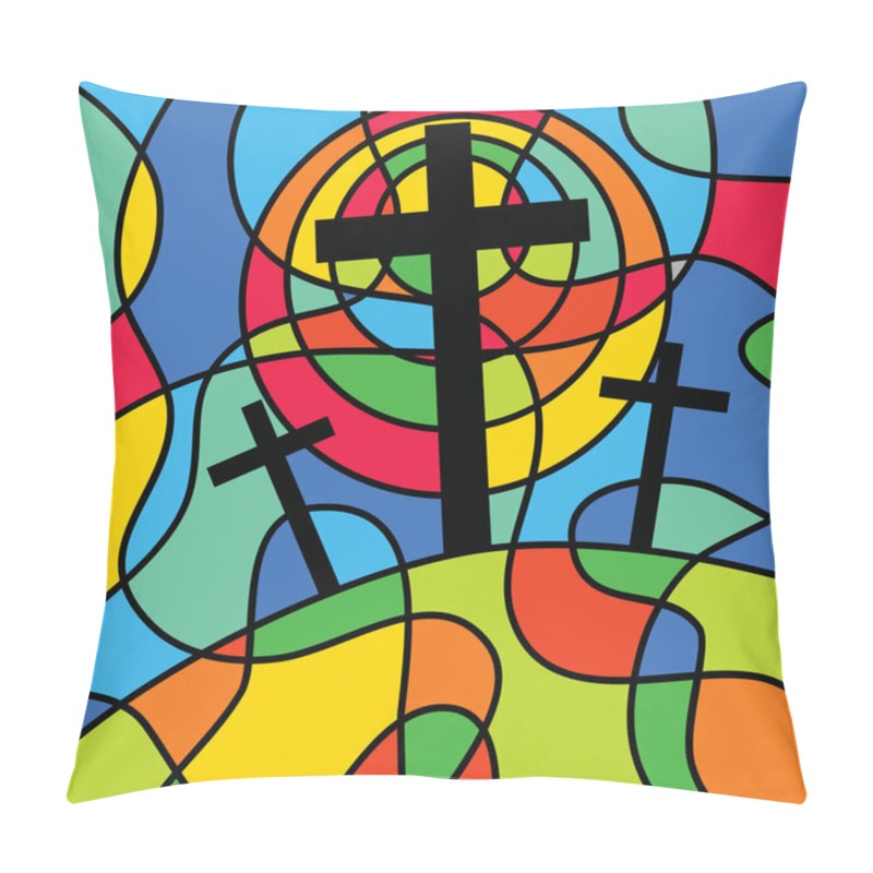 Personality  Christian Calvary Cross Scene Pillow Covers