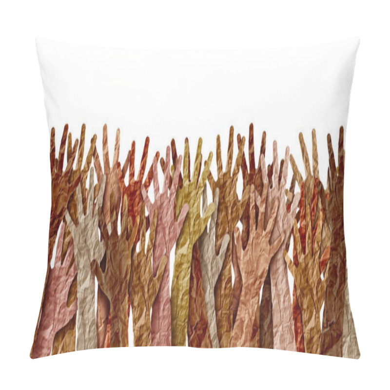 Personality  Diverse Cultures And Multiculturalism Society And International Tolerance Celebration Of Diversity And African American Asian And Caucasian Culture Integration And Pride As A Multi Cultural Crowd. Pillow Covers