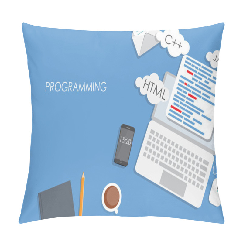 Personality  Programming Coding Flat Concept Vector Illustration Pillow Covers