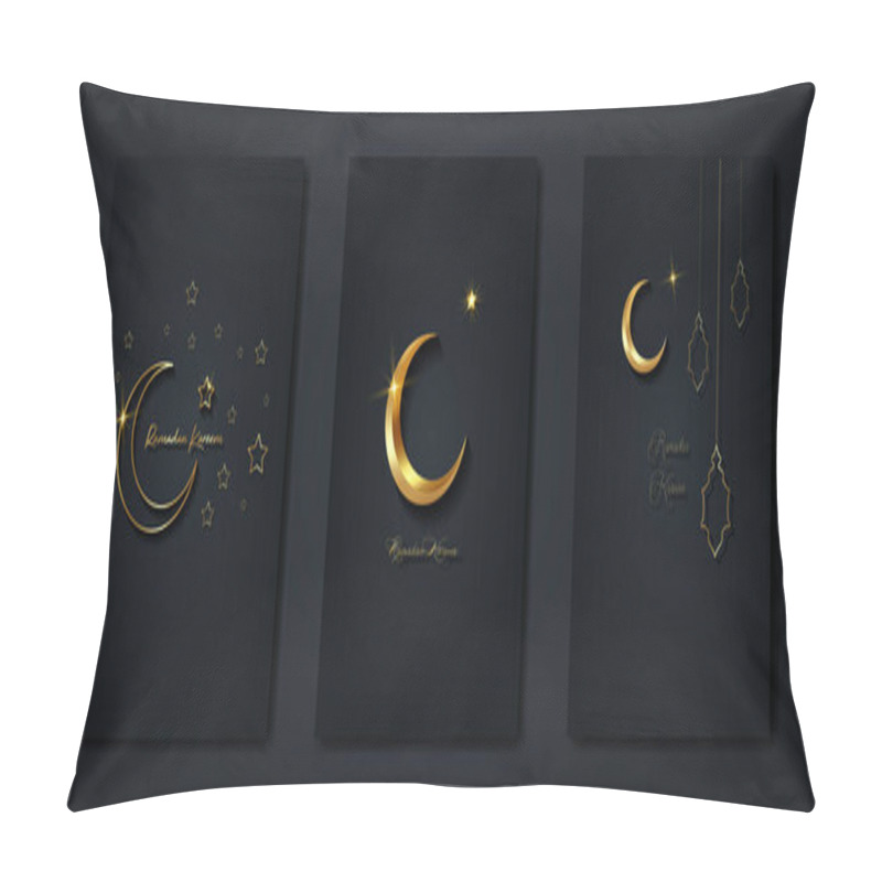 Personality  Ramadan Kareem 2021 Vector Set Greeting Card. Gold Half Moon On Black Background. Golden Holiday Poster With Text, Islamic Symbol. Concept Muslim Religion Banner, Flyer, Party Invitation, Sale Shop Pillow Covers