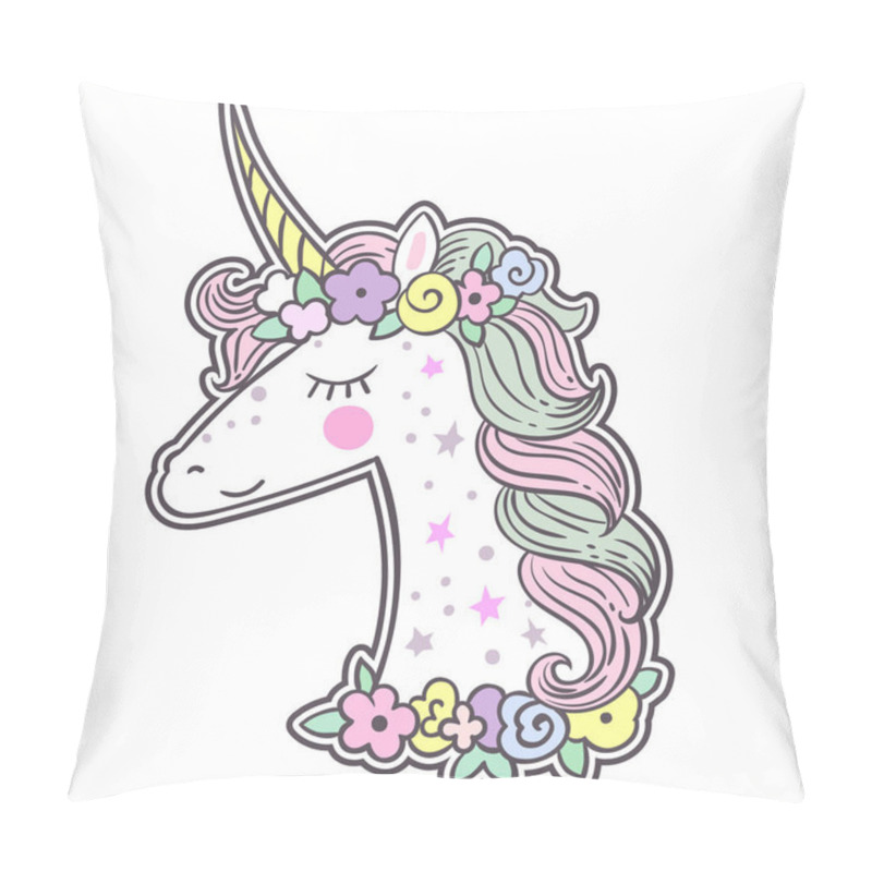 Personality  Vector Illustration Design Of Cute Magic Unicorn And Fairy Elements Collection Pillow Covers