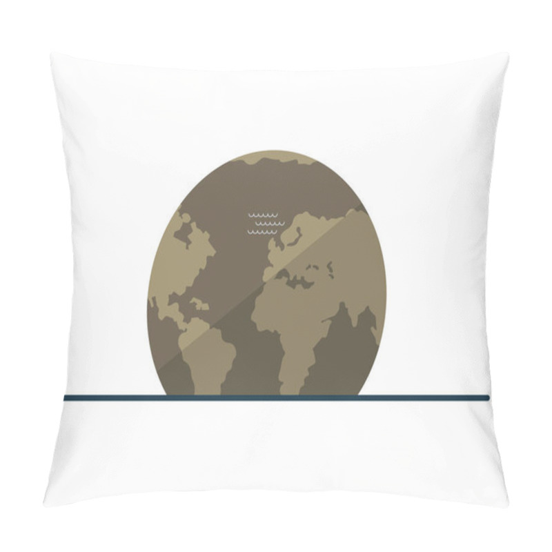 Personality  A Minimalist Brown-toned Earth With Simplified Continents, Placed On A Line Against A White Background. Ideal For Environmental Themes, Geography Education, Sustainability, Global Unity, Graphic Pillow Covers