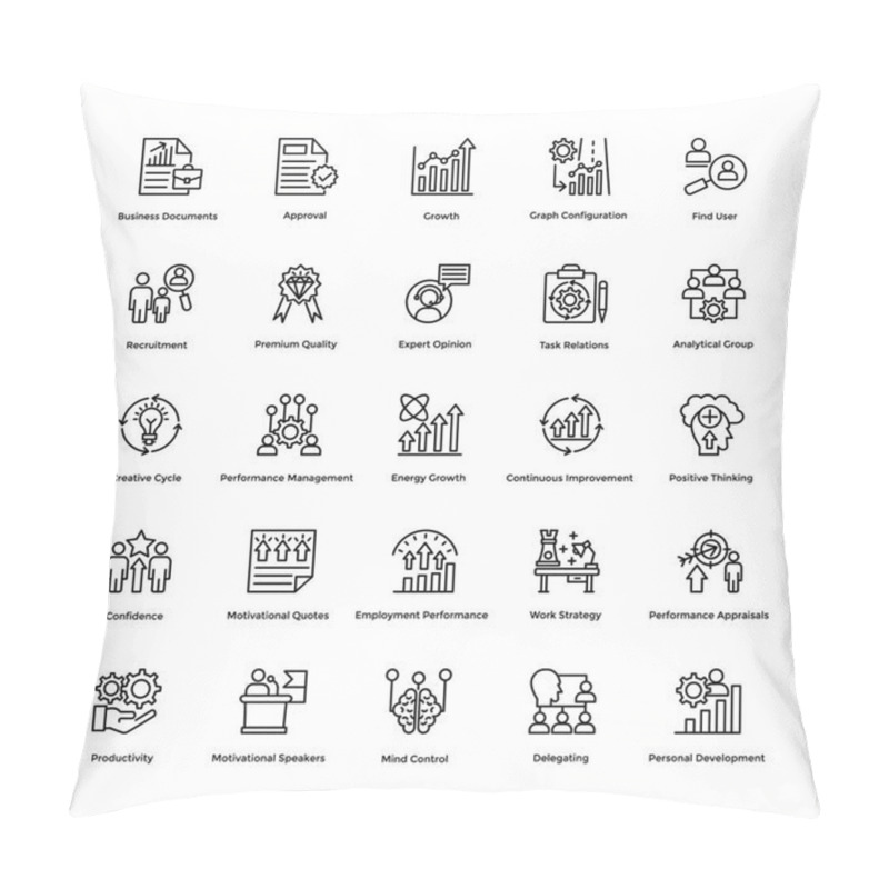 Personality  Project Management Vector Icons Set 12 Pillow Covers