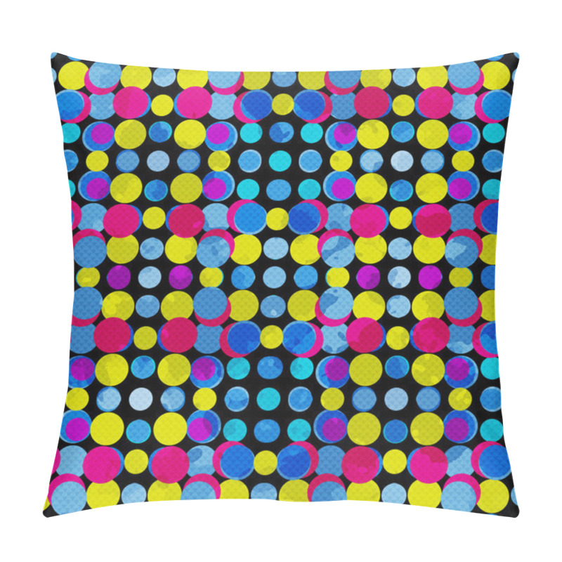 Personality  Psychedelic Circles On A Black Background. Grunge Effect. Vector Illustration. Pillow Covers