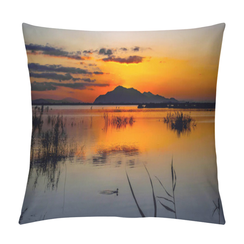 Personality  Sunset In The El Hondo De Elche Natural Park In Elche-Crevillent, Alicante, Spain. Pillow Covers