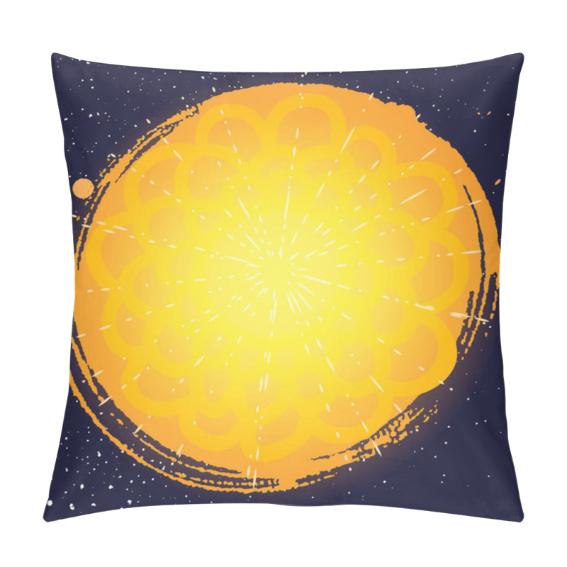 Personality  Decorative Oriental Style Sun Or Moon On Dark Space With Stars. Sun Medallion Ornament. Ethnic Decorative And Detailed. Sacred Moon Or Sun Alchemy Occult And Mystic Symbol. Flesh Tattoo Design Vector. Pillow Covers