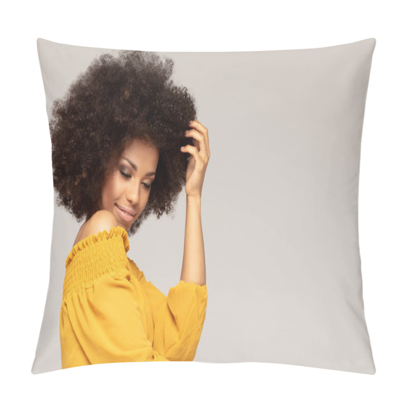 Personality  Happy Afro Woman With Beautiful Smile. Pillow Covers