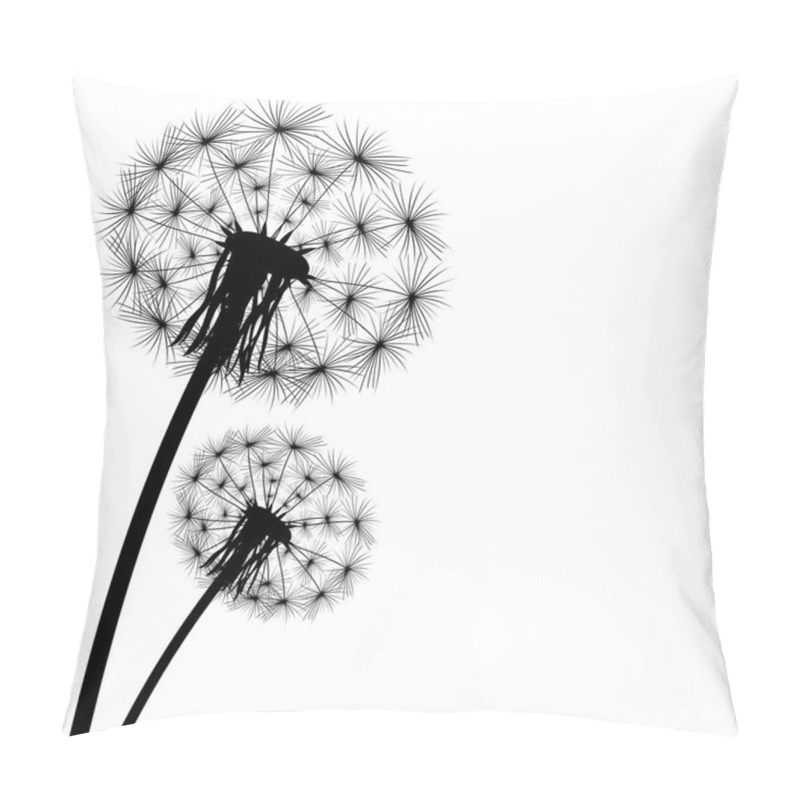 Personality  Black Silhouette Of A Dandelion On A White Background Pillow Covers