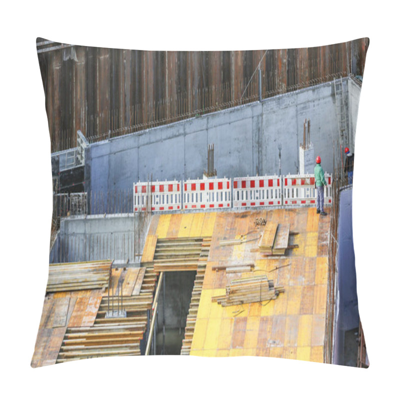 Personality  Concreting The Basement On The Large Construction Site Pillow Covers