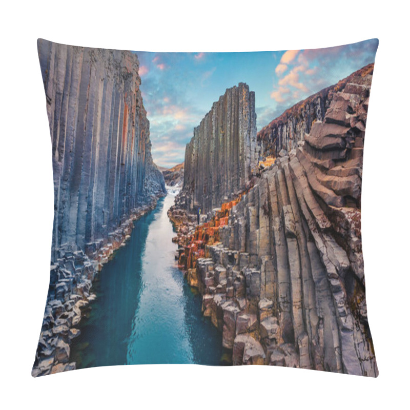 Personality  Fantastic Summer Sunset On Studlagil Canyon. Incredible Evening View OfJokulsa A Bru River. Superb Outdoor Scene Of Iceland, Europe. Beauty Of Nature Concept Background. Pillow Covers