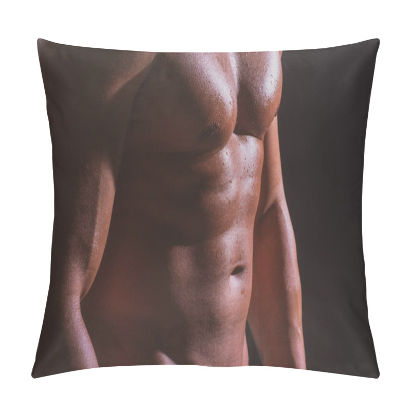 Personality  Nude Man Torso. Cropped Body Of Sexy Muscular Naked Gay. Pillow Covers