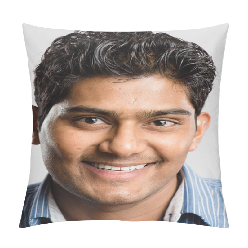 Personality  Happy Man Portrait Real High Definition Grey Background Pillow Covers