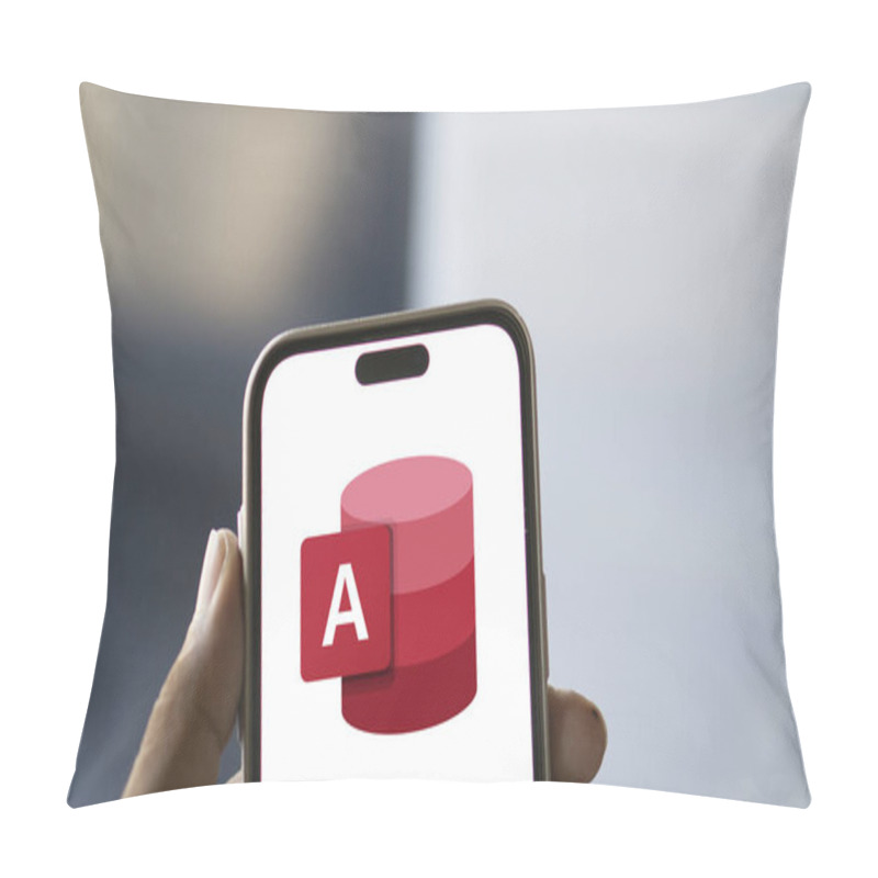 Personality  Dhaka, Bangladesh- 05 Oct 2024: Microsoft Access Logo Is Displayed On Smartphone. Pillow Covers