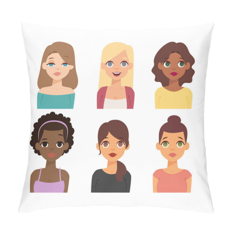 Personality  Woman Nationality Race Vector Illustration. Pillow Covers