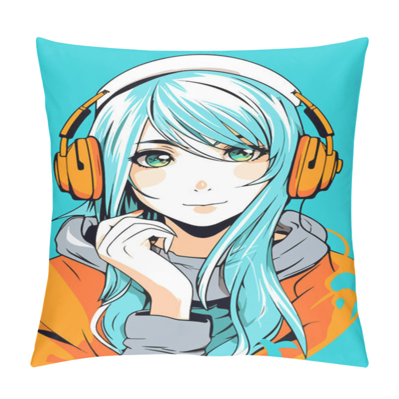 Personality  Young Girl Anime Style Character Vector Illustration Design. Manga Anime Girl Hair Faces Cartoon . Face Young Girl Anime Style Character Vector Illustration Design. Girl Anime Female Manga Cartoon Pillow Covers