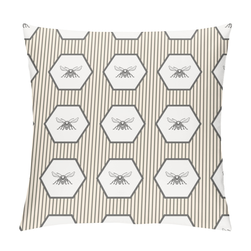 Personality  Geometric Pattern On The Subject Of Bees And Honey 1 Pillow Covers