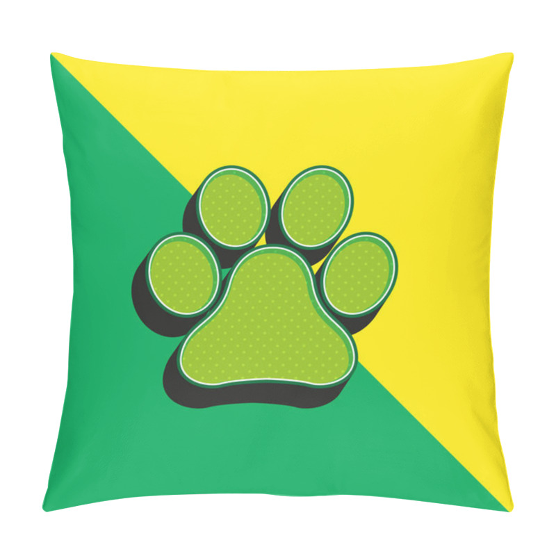 Personality  Animal Paw Print Green And Yellow Modern 3d Vector Icon Logo Pillow Covers