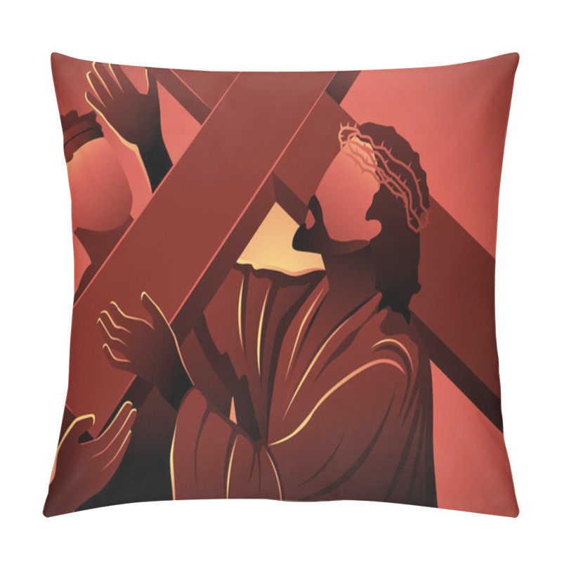 Personality  Simon Of Cyrene Helps Jesus Carry His Cross Pillow Covers