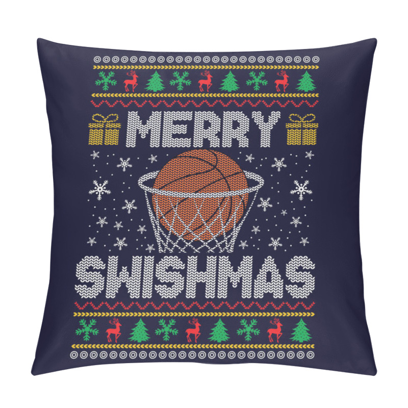 Personality  Merry Swishmas - Ugly Christmas Sweater Designs - Vector Graphic Pillow Covers