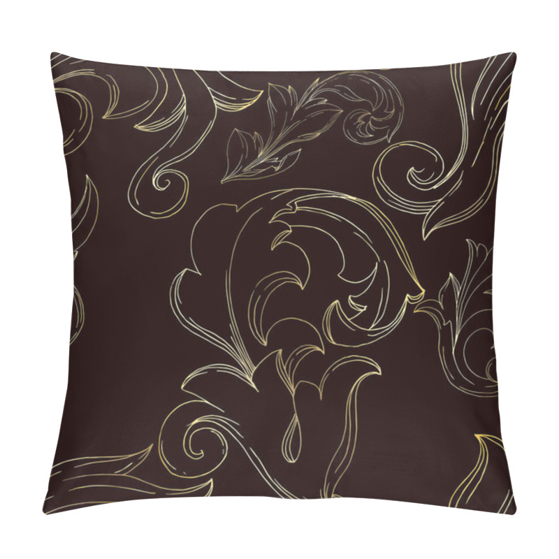 Personality  Vector Golden Monogram Floral Ornament. Black And White Engraved Ink Art. Seamless Background Pattern. Pillow Covers