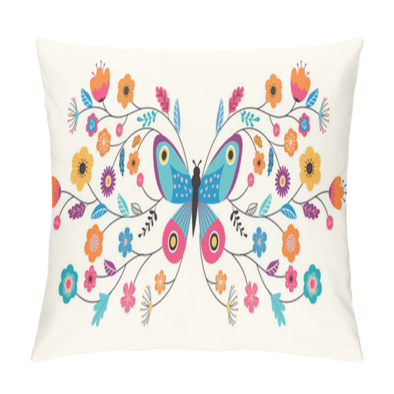 Personality  Summer Abstract Background, Banner Design With Butterfly And Flowers Pillow Covers