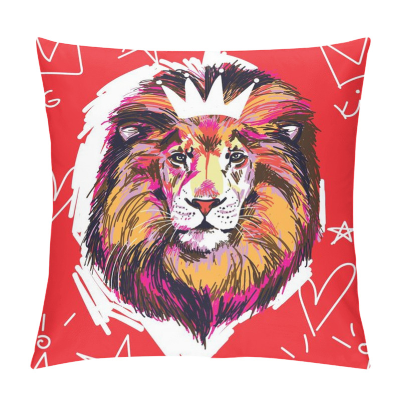 Personality  Seamless Pattern With Lions. The King Of Beasts, A Predator. Bright, Multi-colored Pop Art Pattern. Pillow Covers