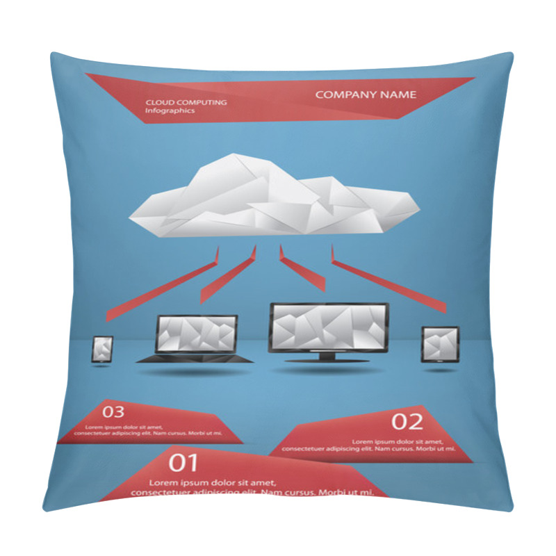 Personality  Cloud Computing Origami Infographics Concept Pillow Covers