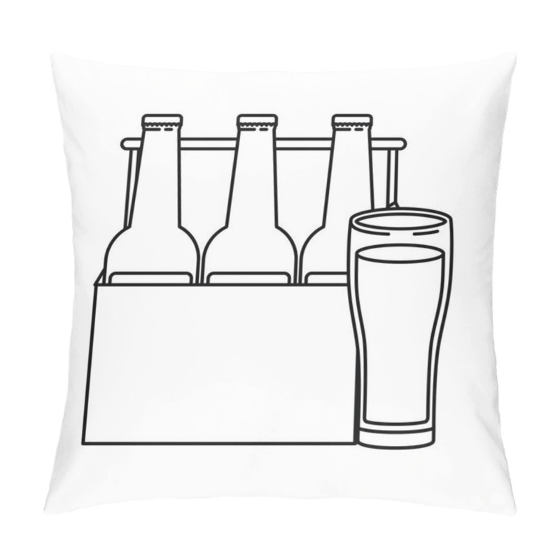 Personality  Box With Beer Bottles And Glass Isolated Icon Pillow Covers