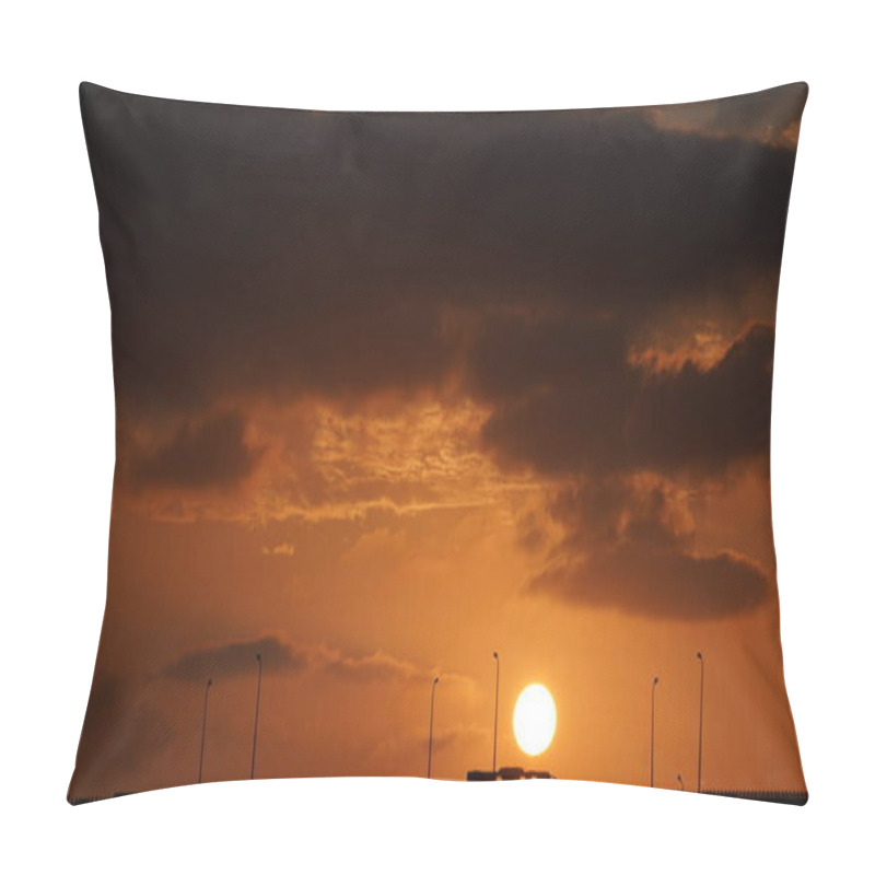 Personality  The Beautiful Sunset Cityscape With The Highway Bridge As Background In The City Pillow Covers