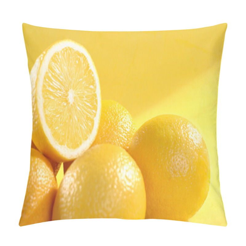 Personality  Group Of Lemon On Yellow Background Pillow Covers