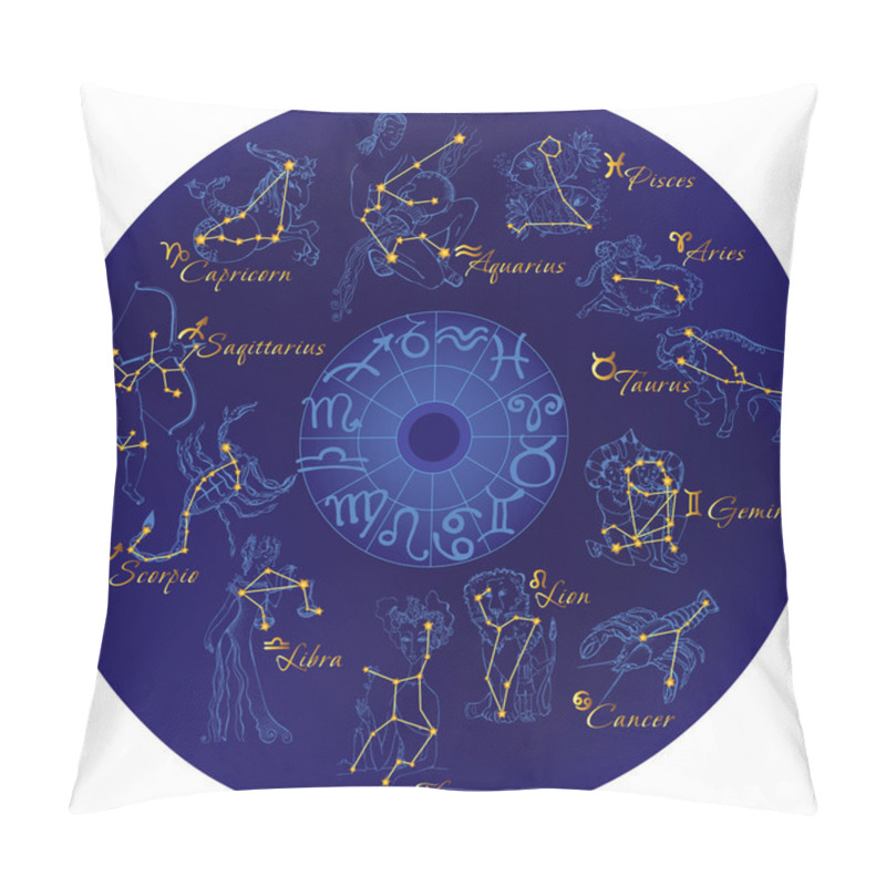 Personality  Zodiac With Constellations And Zodiac Signs Pillow Covers