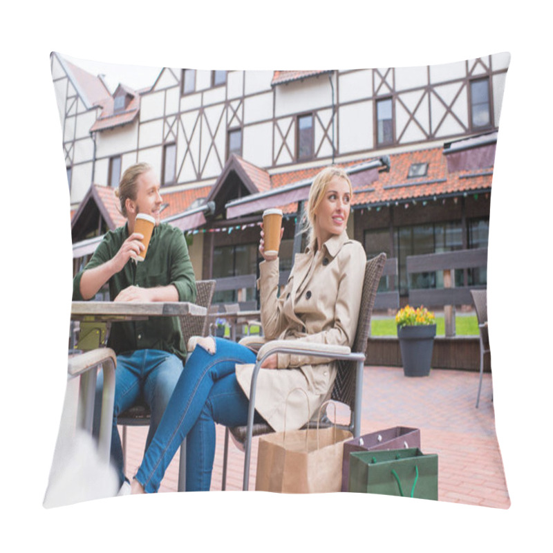 Personality  Couple Drinking Coffee At Cafe Pillow Covers