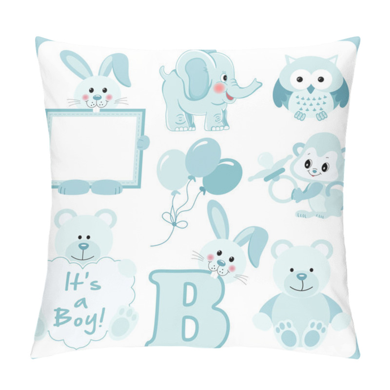 Personality  Baby Boy Blue Animals Digital Clipart Pillow Covers